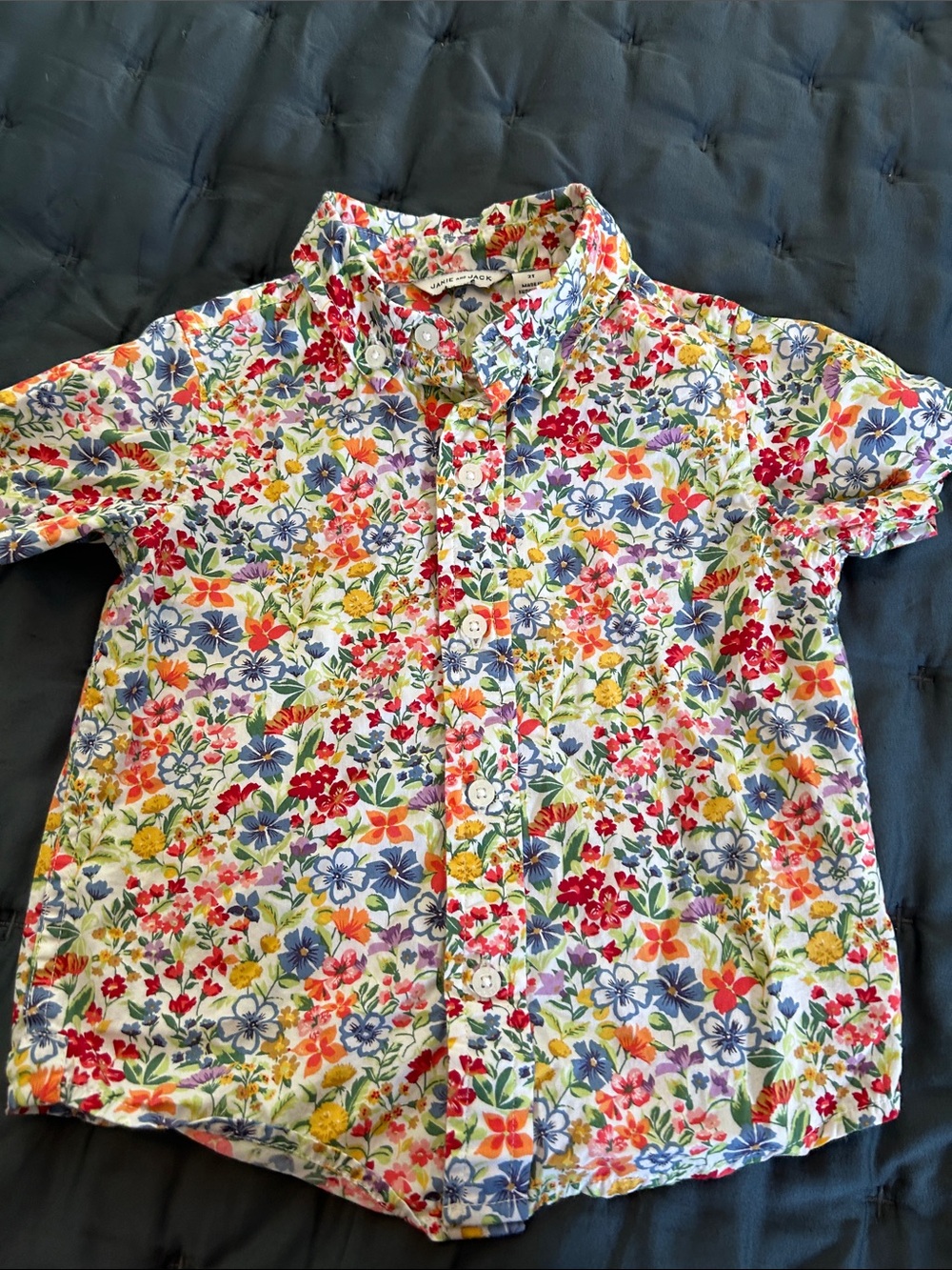 Floral Button-Up Short Sleeve Shirt - Multicolor